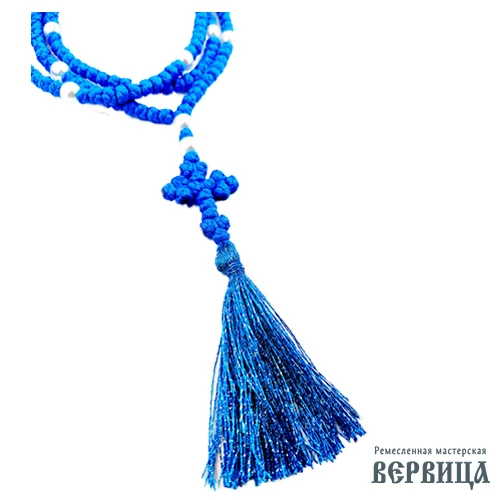 Крупный план узлов из полиэфирного шнура на четках Богородечные 150