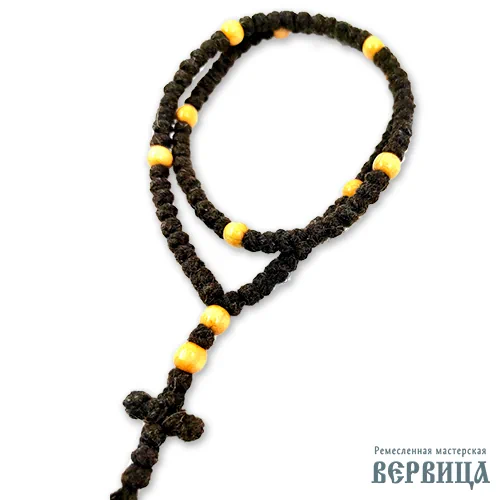 Детализация плетения узлов чёток вервица Монашеский Трилистник