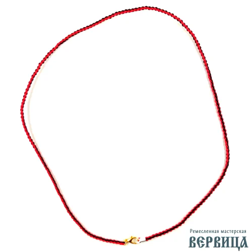Чёрно-красный гайтан из вощёного хлопка. Прочный шнур для крестика с матовым блеском, длина 40-60 см. Ручная работа.