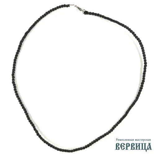 Чёрный гайтан из вощёного хлопка для нательного креста. Классический цвет, прочное плетение, длина 40-60 см. Универсальный вариант.