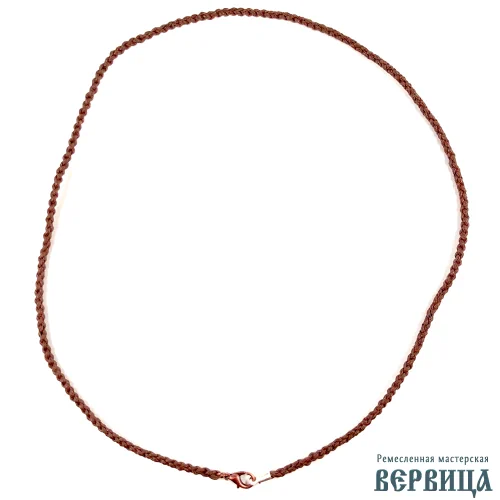 Коричневый хлопковый гайтан ручной работы для крестика (общее фото)