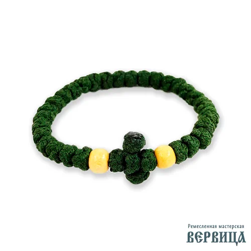 Тёмно-оливковый браслет, православные чётки на руку